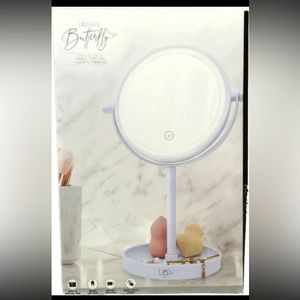 NEW URBAN BUTTERFLY BLUE TABLE TOP LED VANITY MIRROR SMART TOUCH